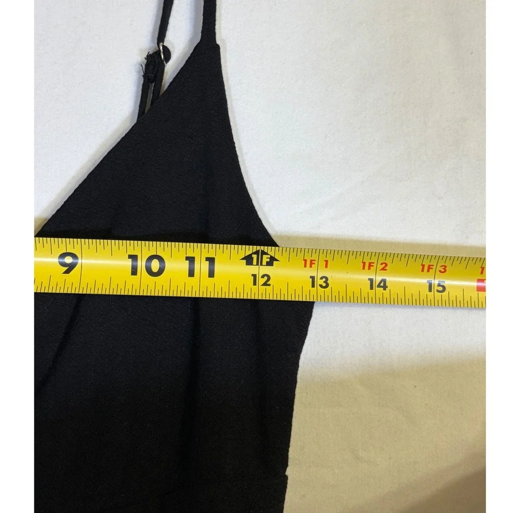 Fab'rik Black Linen Blend Size Small Tie Front Button Midi Dress PD15753 - Picture 6 of 8